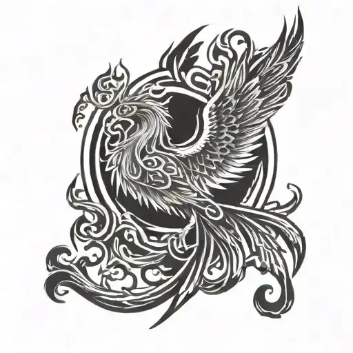 Celtic Phoenix rising from ashes tattoo design idea