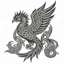 Celtic Phoenix rising from ashes tattoo design idea