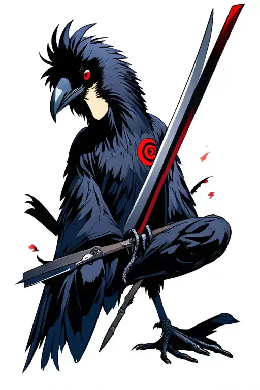 shisui sharingan blade crow sitting tattoo design idea