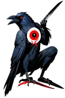 shisui sharingan blade crow sitting tattoo design idea