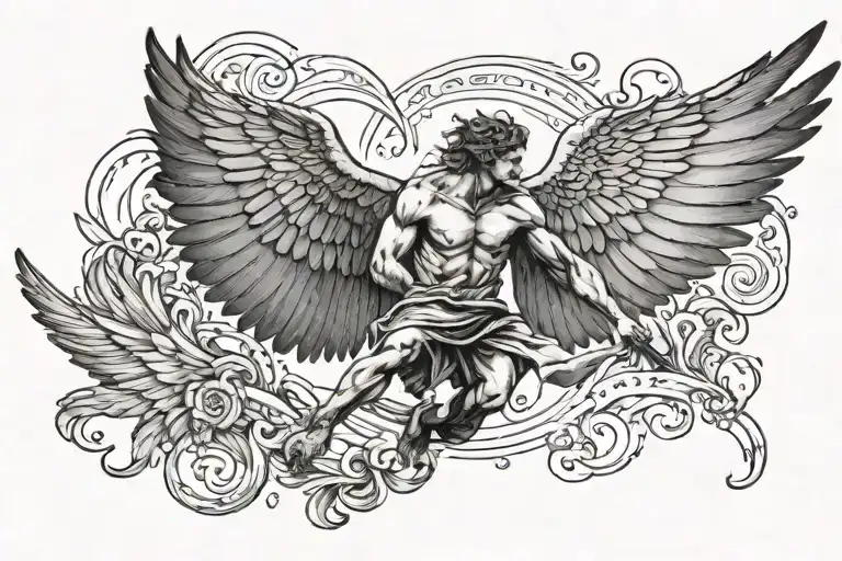 Icarus falling tattoo design idea
