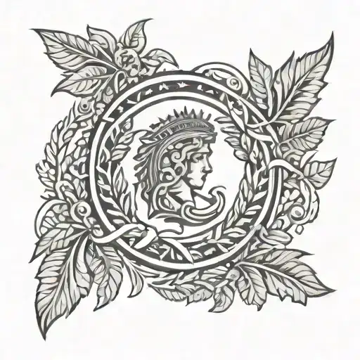 SPQR emblem with a realistic Roman wreath wrapped round tattoo design idea