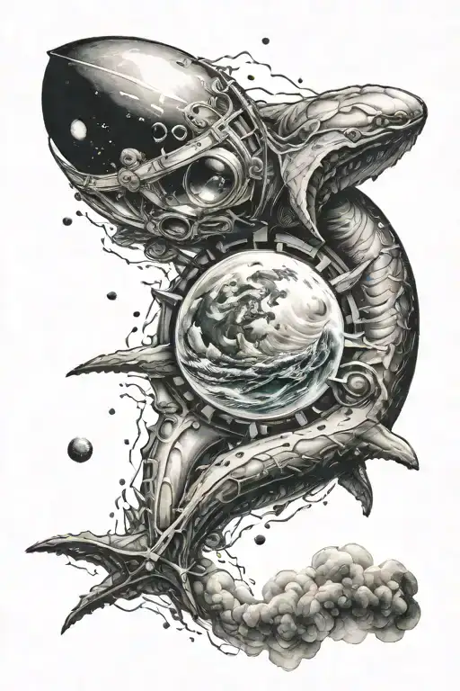 space to the ocean floor tattoo design idea