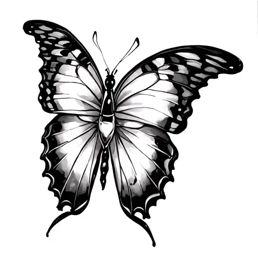 Butterfly tattoo with an hourglass-shaped body divided into 3 stacked glass sections (top full, middle half, bottom near tattoo design idea