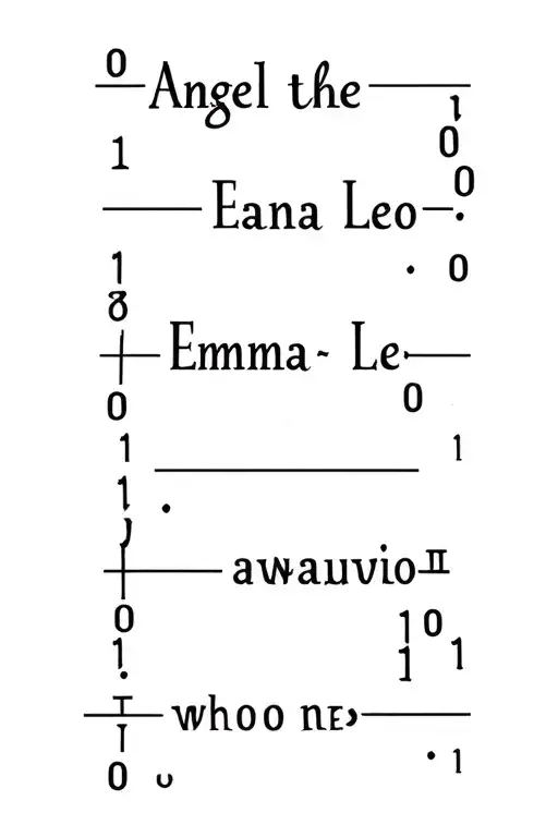write the names Angela Emma and Leo in binary tattoo design idea