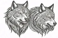two wolf head tattoo design idea