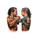father and son fist bumping tattoo design idea