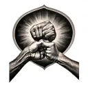 father and son fist bumping tattoo design idea