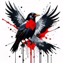 stained glass itachi crow perched tattoo design idea