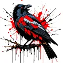 stained glass itachi crow perched tattoo design idea