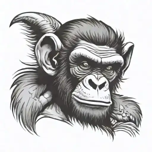 angry chimp tattoo design idea