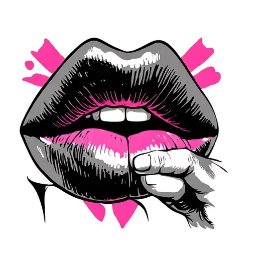 kiss lips with pinky promise in front of them tattoo design idea