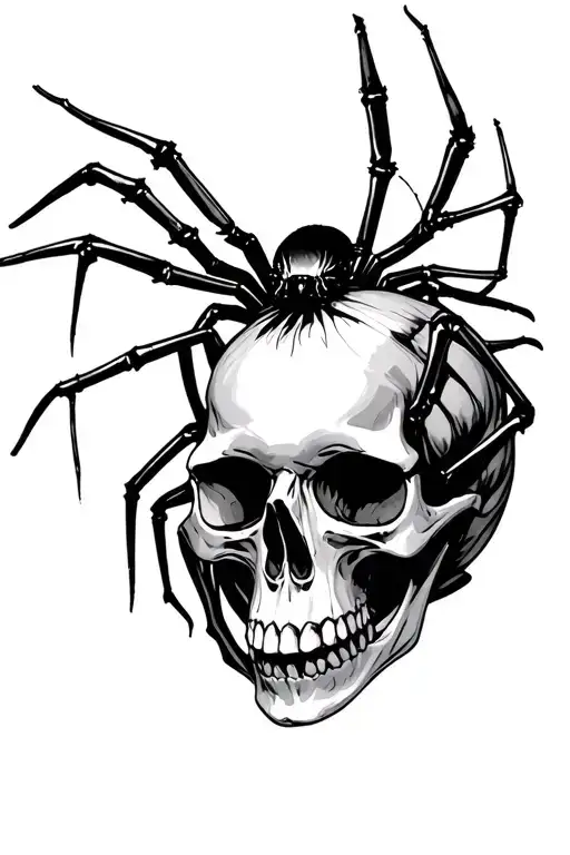 spider skull tattoo design idea