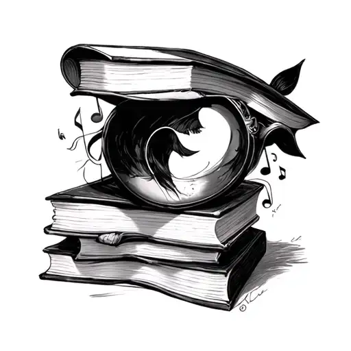 abuse survivor. and books and music tattoo design idea