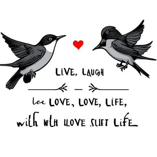live, laugh, love, life with a swallow bird tattoo design idea