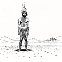 the man of Burning man black rock city tattoo design idea