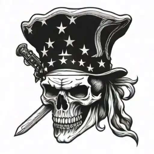 Three Percenter Patriot skull with american flag tattoo design idea