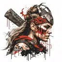 viking warrior women face tattoo design idea