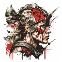 viking warrior women face tattoo design idea