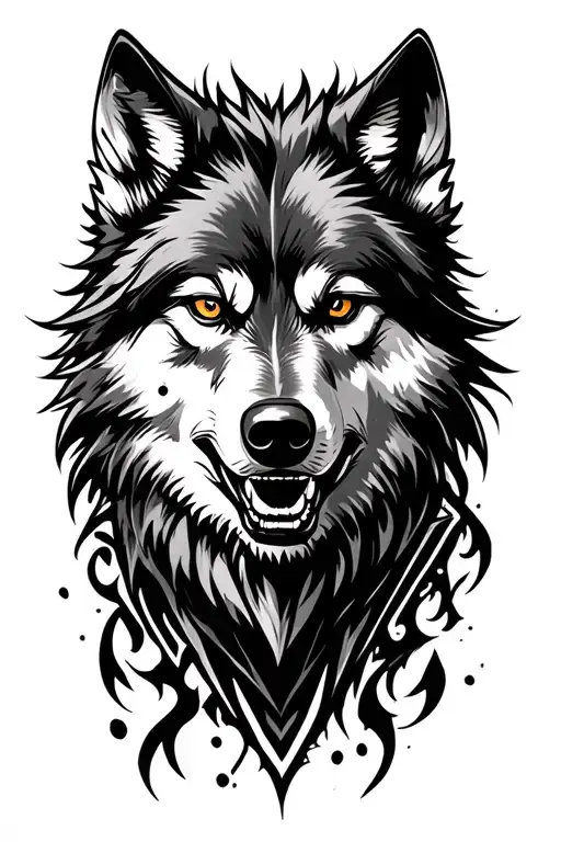 dangerous wolf tattoo design idea