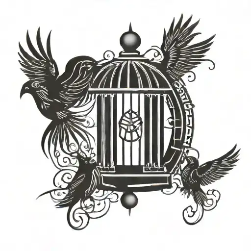 bird claws emerging from a bird cage tattoo design idea