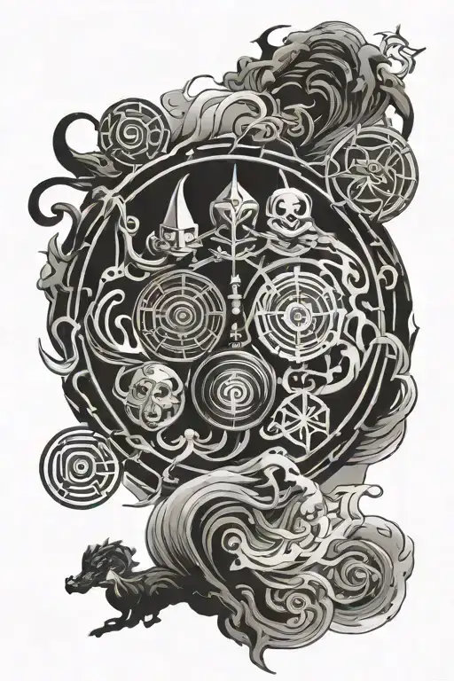 avatar the last airbender elements tattoo design idea