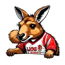 kangaroo wearing a british lions rugby jersey tattoo design idea