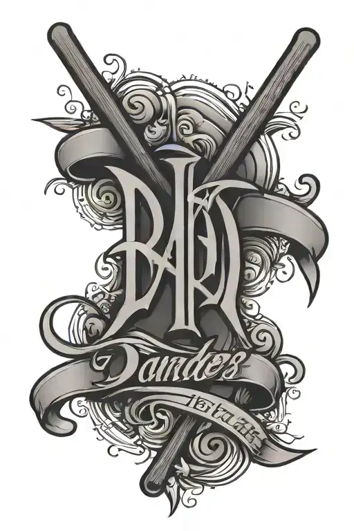 dad written in Yankees pinstripes tattoo design idea