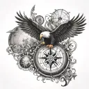 sleeve with eagle, compass, globe, and anchor tattoo design idea