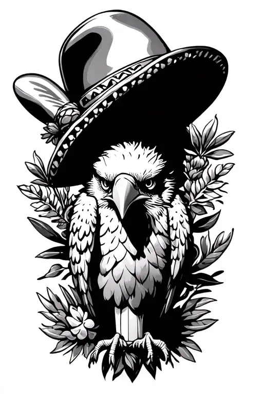 Cactus Maracas Mexican Eagle Hat tattoo design idea