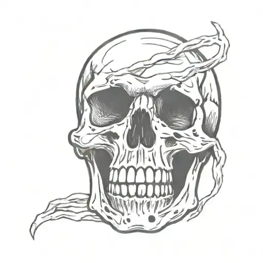 skull rock hand sign tattoo design idea