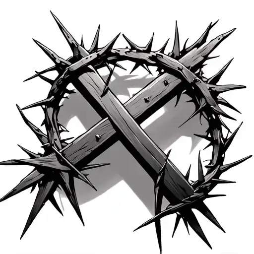 Crown of Thorns with Cross made of Nails tattoo design idea
