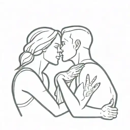 love tatoo for couple embracing tattoo design idea