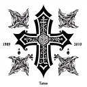 Coptic cross and below is 1989 and 2010 in Arabic tattoo design idea