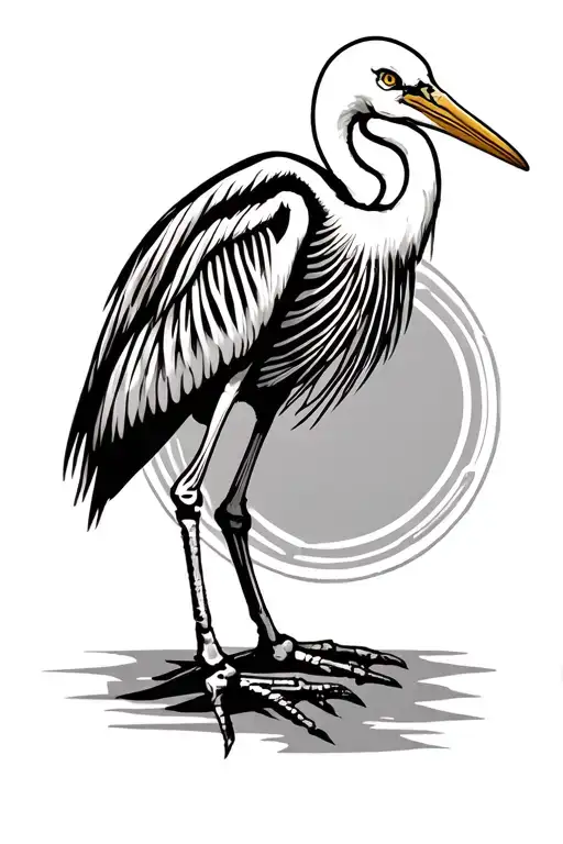 egret skeleton tattoo design idea