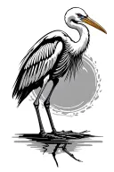 egret skeleton tattoo design idea
