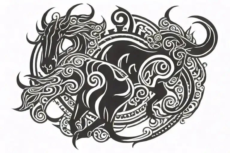 sagittarius and taurus symbol tattoo design idea