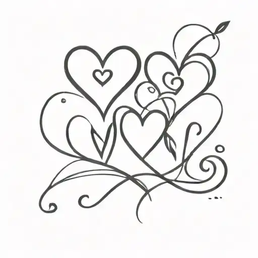 love and 3 hearts tattoo design idea