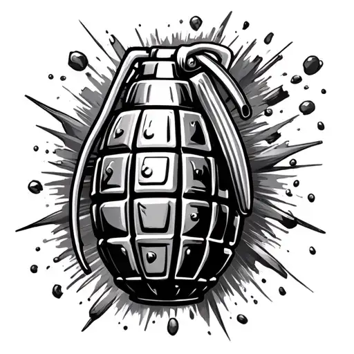 hand grenade exploding like a grenade tattoo design idea