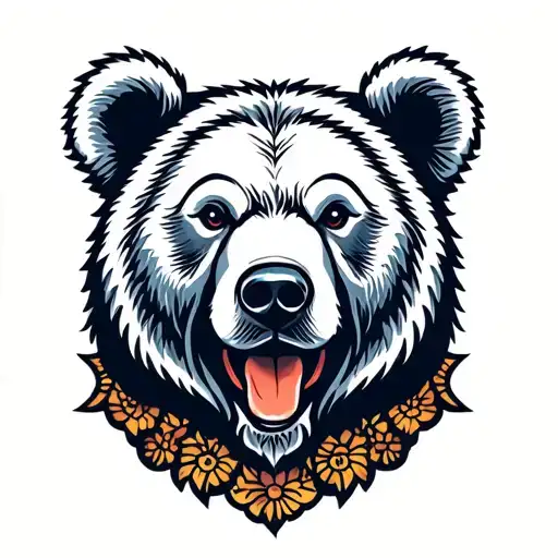 neo traditional bear head tattoo design idea