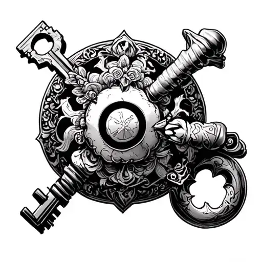 Chopper from one piece hides behind Lucy's Aquarius spirit key tattoo design idea