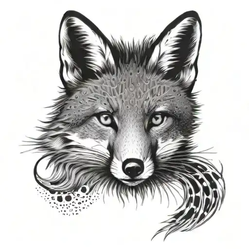 fox face with nose piercing tattoo design idea