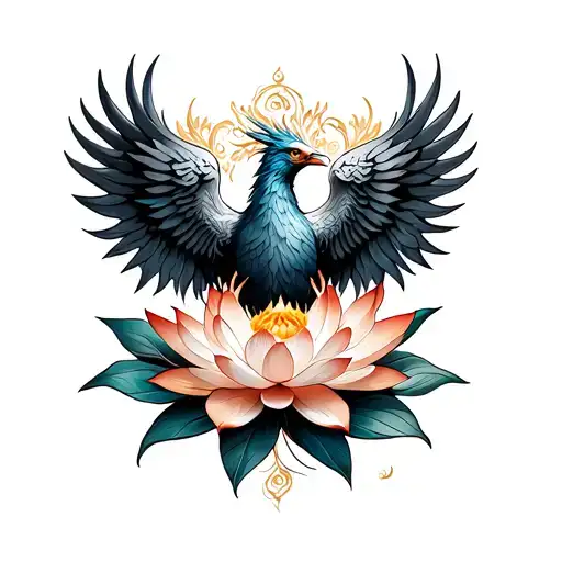 Imagine a phoenix rising behind a blooming lotus, both intricately designed within a mandala. The phoenix can symbolize  tattoo design idea