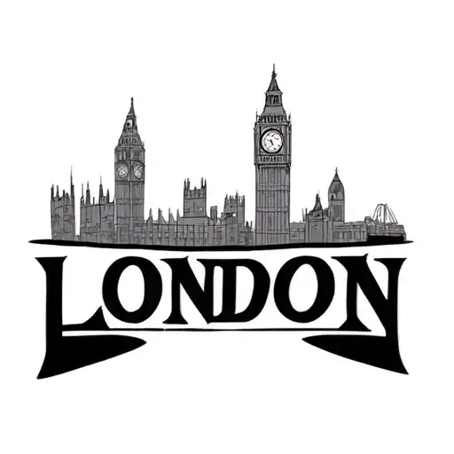 the word london with a skyline tattoo design idea