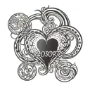 a heart with the numbers 2005 2007 2009 2011 in a circle tattoo design idea