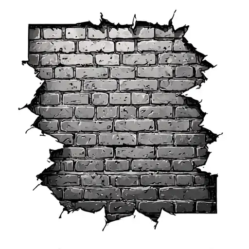 brick wall being torn tattoo design idea