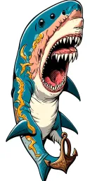 shark pulling anchor  tattoo design idea