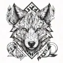 wolf, arrows, chains tattoo design idea