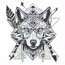 wolf, arrows, chains tattoo design idea