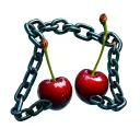 two cherries wrapped multiple times by chains tattoo design idea